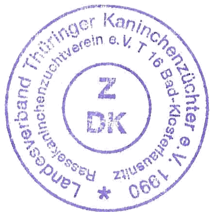 1990 Siegel Landesverband Thüringer Kaninchenzüchter, Rassekaninchenzüchterverein T16 Bad Klosterlausnitz. 